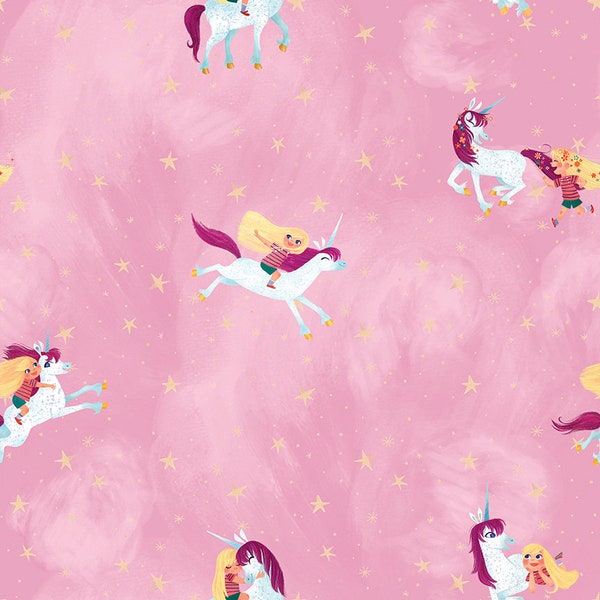 Uni the Unicorn Fabric by the Yard - Unicorn on Light Pink - Riley Blake C9980-LTPINK