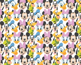 Mickey Mouse Cotton Fabric by the Yard - Mickey Mouse Play All Day Here Comes the Fun  - Camelot 85271020-1