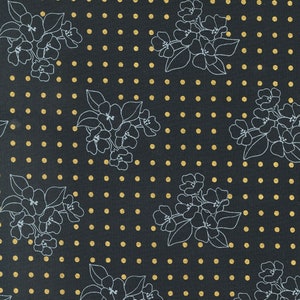 Gilded Floral Cotton Fabric by the Yard - Gilded Flower Dot Metallic Ink Gold - Alli K for Moda 11534-16M