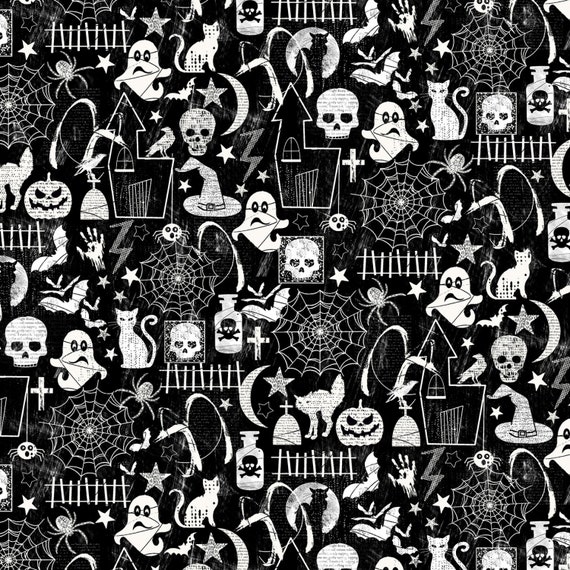 43 Inches Wide Halloween Sayings Cotton Fabric 36 Inches Long One Yard