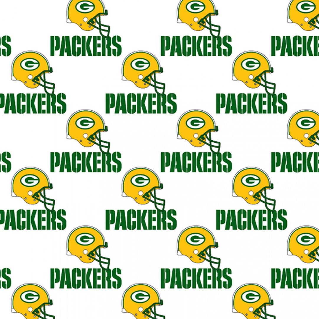 Green Bay Packers Fabric by the Yard Helmets on White Fabric Traditions ...