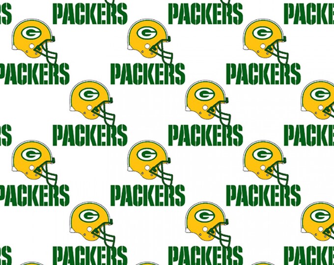 Green Bay Packers Fabric by the Yard - Helmets on White - Fabric ...