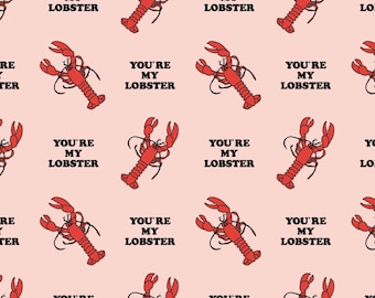 FRIENDS Cotton Fabric by the Yard - Character Valentine&#39;s Day - Lobster Peach  - Camelot 23720264-5