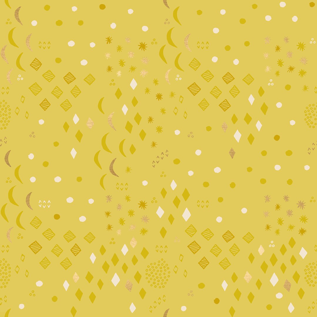 Modern Geometric Cotton Fabric by the Yard First Light Moonrise