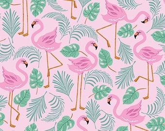 Flamingo Cotton Fabric by the Yard - Croc My World Flocking Fabulous Candy - Dear Stella D2601-CANDY