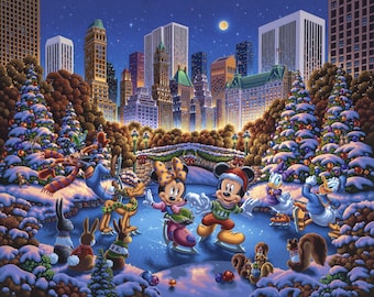 Disney Cotton Fabric Panel - Mickey and Friends Skating 44" x 36" Panel - David Textiles ED-0003-1C-1