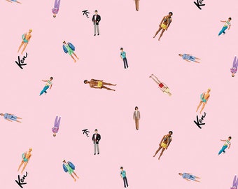 Barbie Cotton Fabric by the Yard - Barbie World Collection Ken Dolls Pink - Riley Blake CD15023-PINK