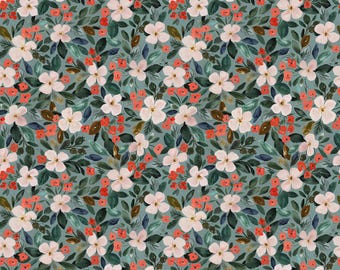 Winter Cotton Fabric by the Yard - Baby It's Cold Outside Holiday Blossoms Multi - Clara Jean for Dear Stella DCJ3147 MULTI