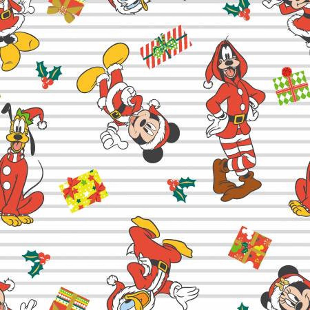 Mickey Mouse Christmas Cotton Fabric by the Yard Mickey and Friends ...