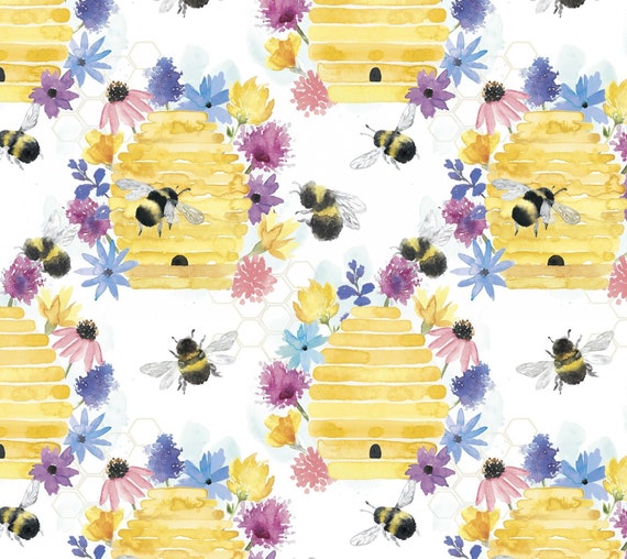 Bee Cotton Fabric by the Yard Bee Harmony David Textiles Etsy
