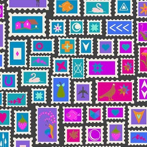 Alison Glass Cotton Fabric by the Yard - Color Wheel Collector Night - Alison Glass for Andover A-1125-K