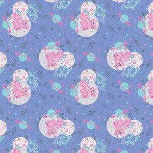 Peppa Pig Cotton Fabric by the Yard - Peppa Super Stars Periwinkle - Camelot 95220103-1
