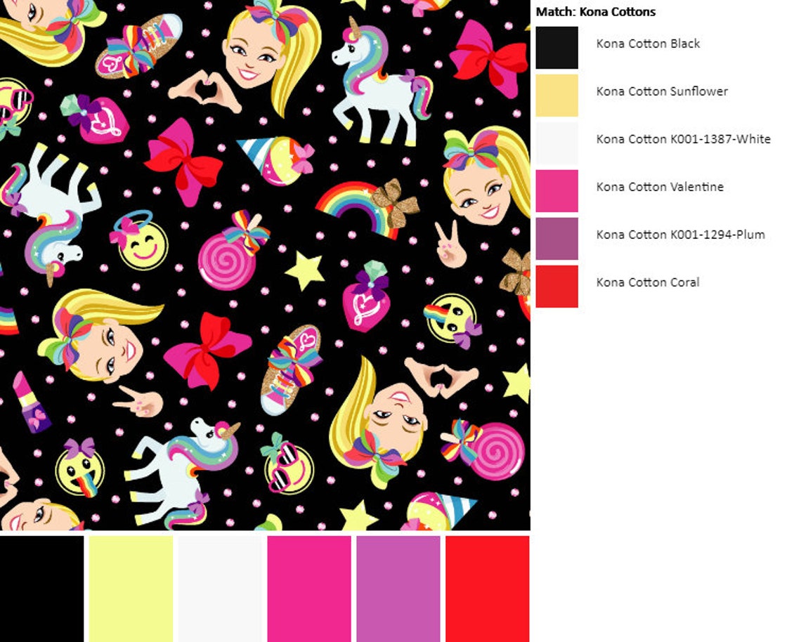 JoJo Siwa Fabric by the Yard JoJo Rainbow Rainbow Emoji | Etsy