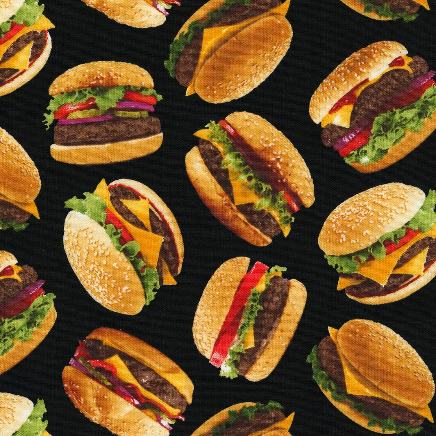 Hamburger Cotton Fabric by the Yard Tossed Burgers Etsy Singapore