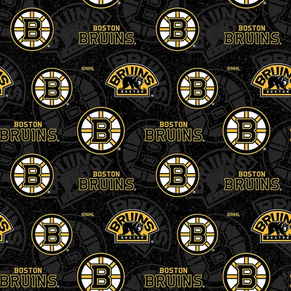 Boston Bruins Fabric by the Yard - Tone on Tone - Sykel #1199