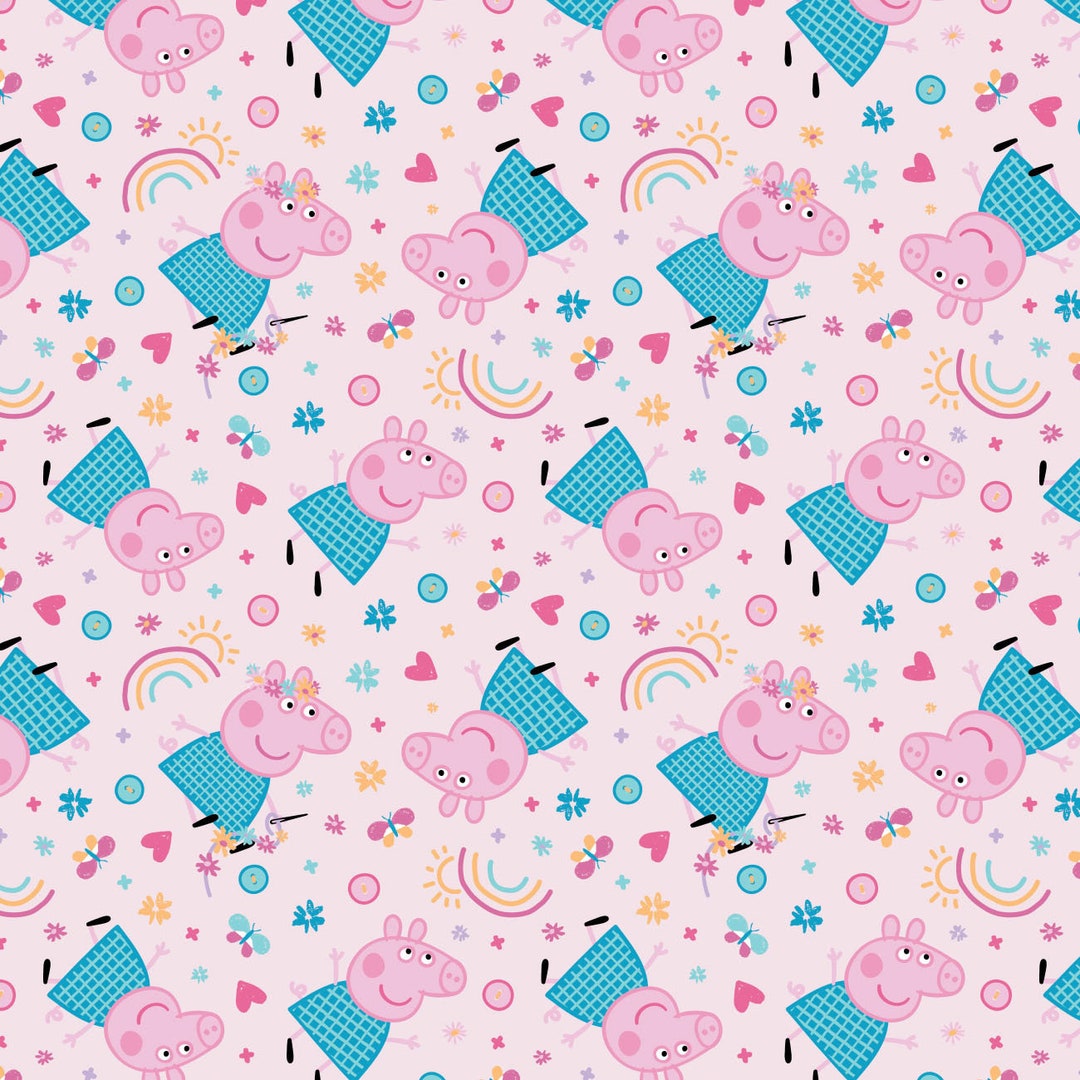 Peppa Pig Cotton Fabric by the Yard Peppa Pig Hand Made Maker's Delight