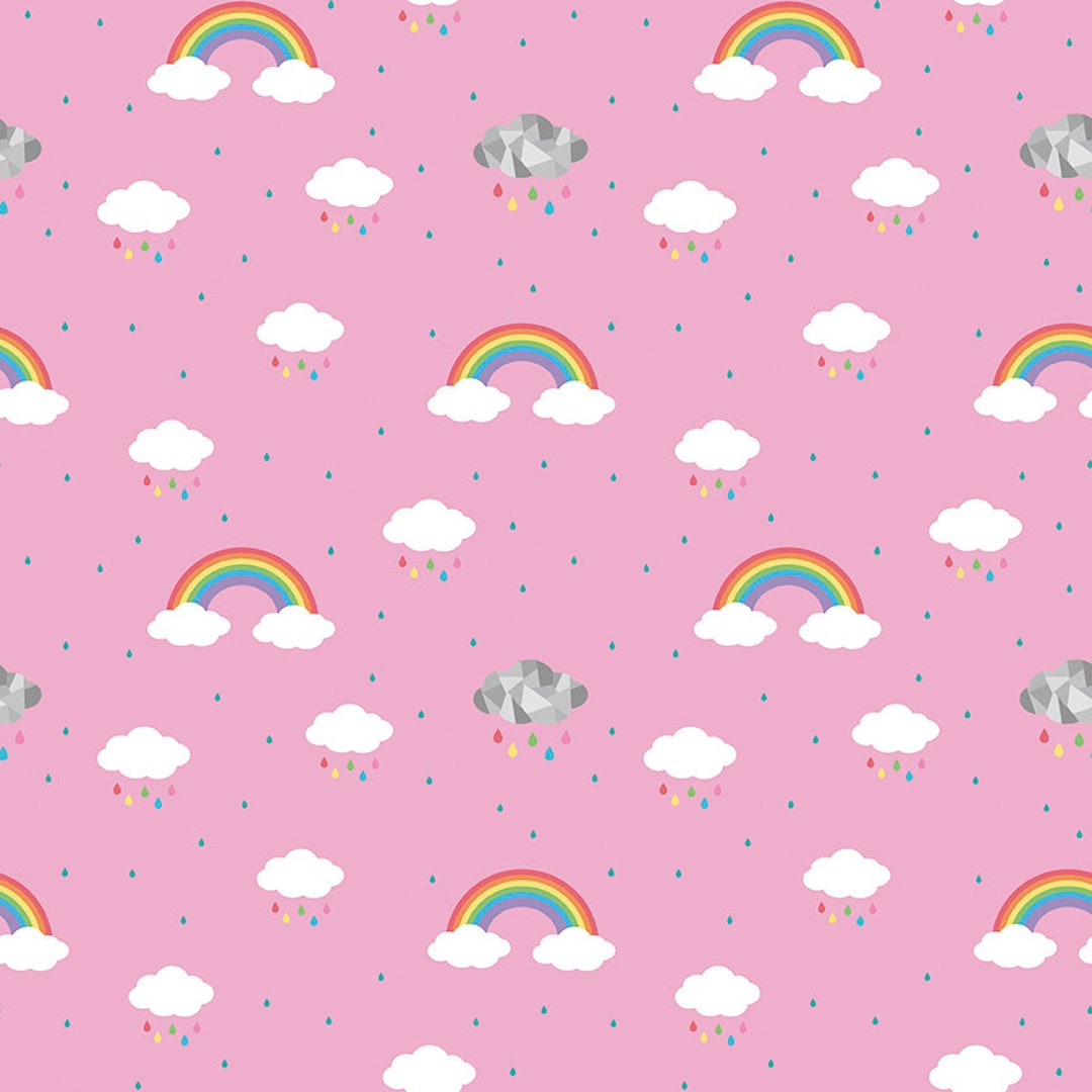 Rainbow Cotton Fabric by the Yard Dream in Color Pink Riley Blake
