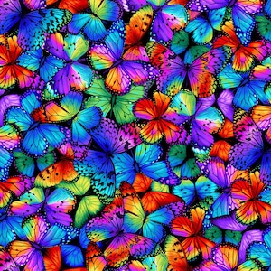 Butterfly Cotton Fabric by the Yard - Packed Multi Bright Butterflies - Timeless Treasures C8531-MULT