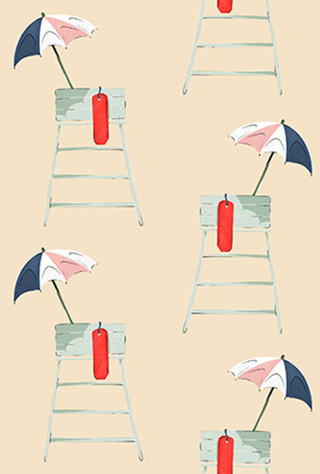 Beach Cotton Fabric by the Yard Beach Day on Duty Beige MK Surface for