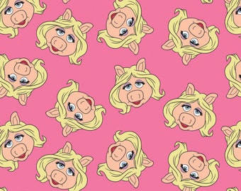 The Muppets Cotton Fabric by the Yard - Miss Piggy in Pink - Camelot 85320103-2