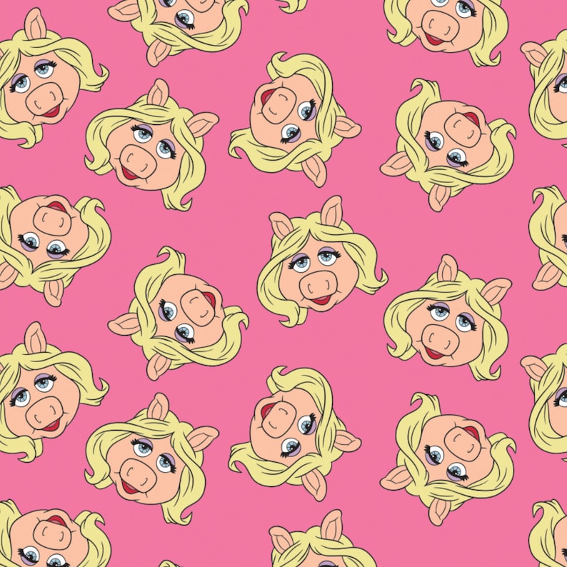 The Muppets Cotton Fabric by the Yard Camelot 85320103-2 Miss Piggy in Pink