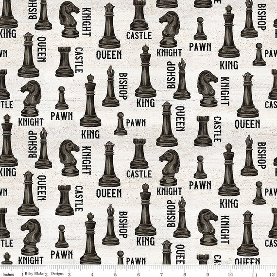Checkmate Chess Fabric 100% Quilters Cotton Chess Board Game