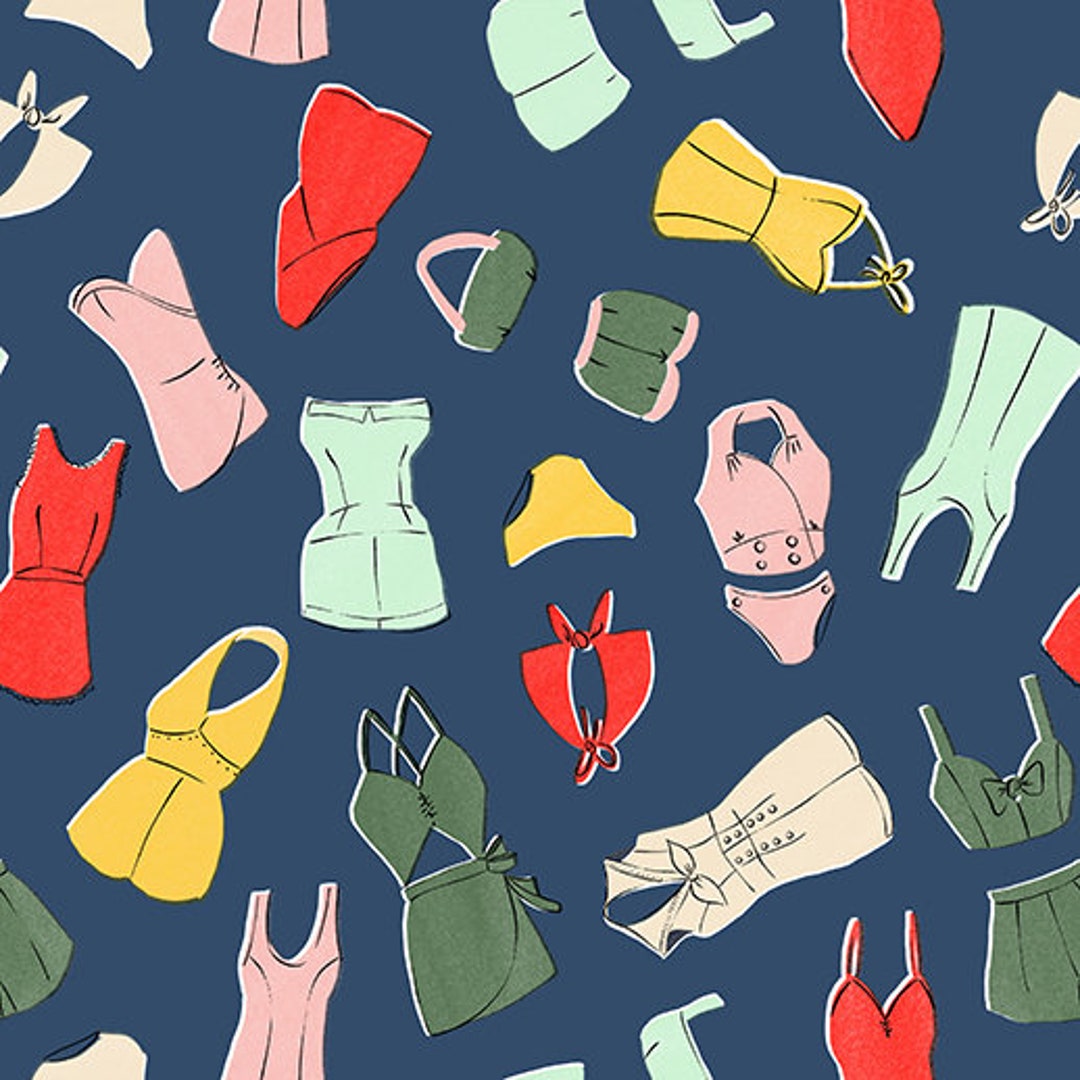 Beach Cotton Fabric by the Yard Beach Day Perfect Fit Navy MK Surface