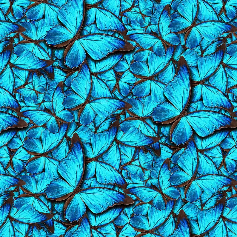 Butterfly Cotton Fabric by the Yard Stunning Bright Etsy