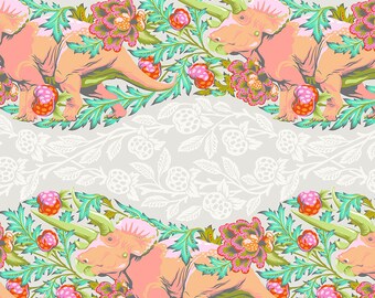 Tula Pink Dinosaur Cotton Fabric by the Yard - Tula Pink ROAR! Trifecta Blush - Free Spirit PWTP223.BLUSH