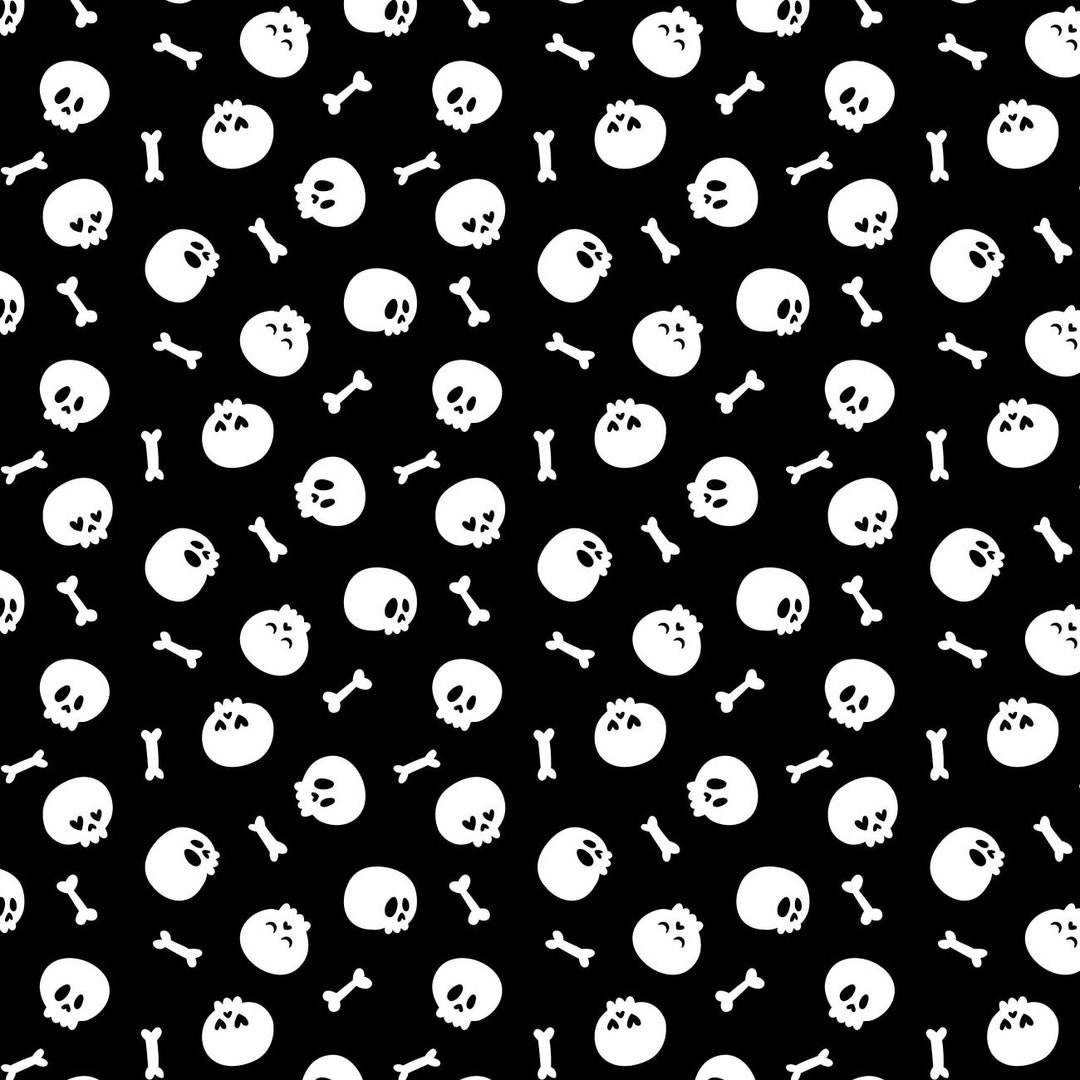 Skull Halloween Cotton Fabric by the Yard Spellbound Bad to the Bone
