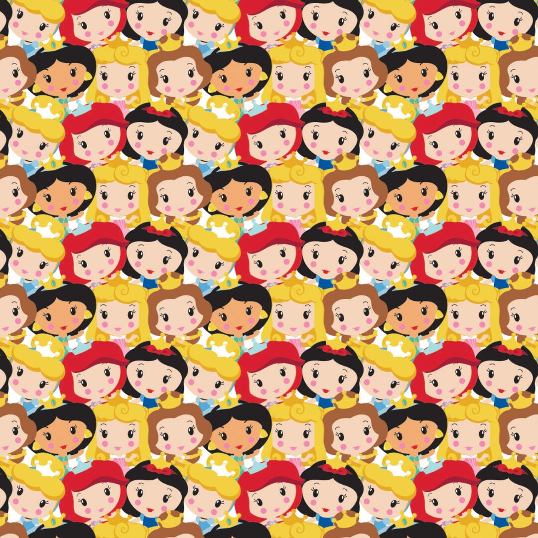 Disney Princess Cotton Fabric by the Yard Multi Disney Cute Princess ...