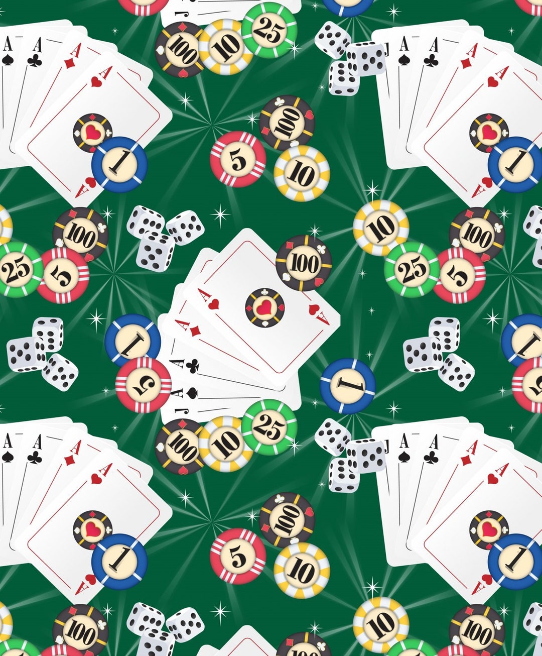 Poker Cotton Fabric by the Yard Casino Fun Poker Game Green David Textiles DX25290C1 Etsy