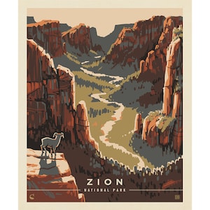 National Parks Cotton Fabric Panel - U.S. National Parks Poster Panel Zion - Riley Blake PD13300-ZION