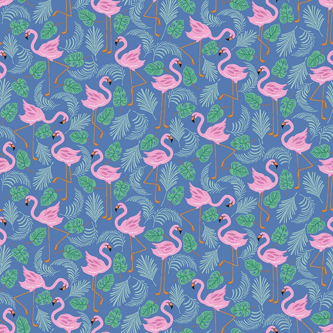 Flamingo Cotton Fabric by the Yard Croc My World Flocking Fabulous Ocean Dear Stella D2601OCEAN