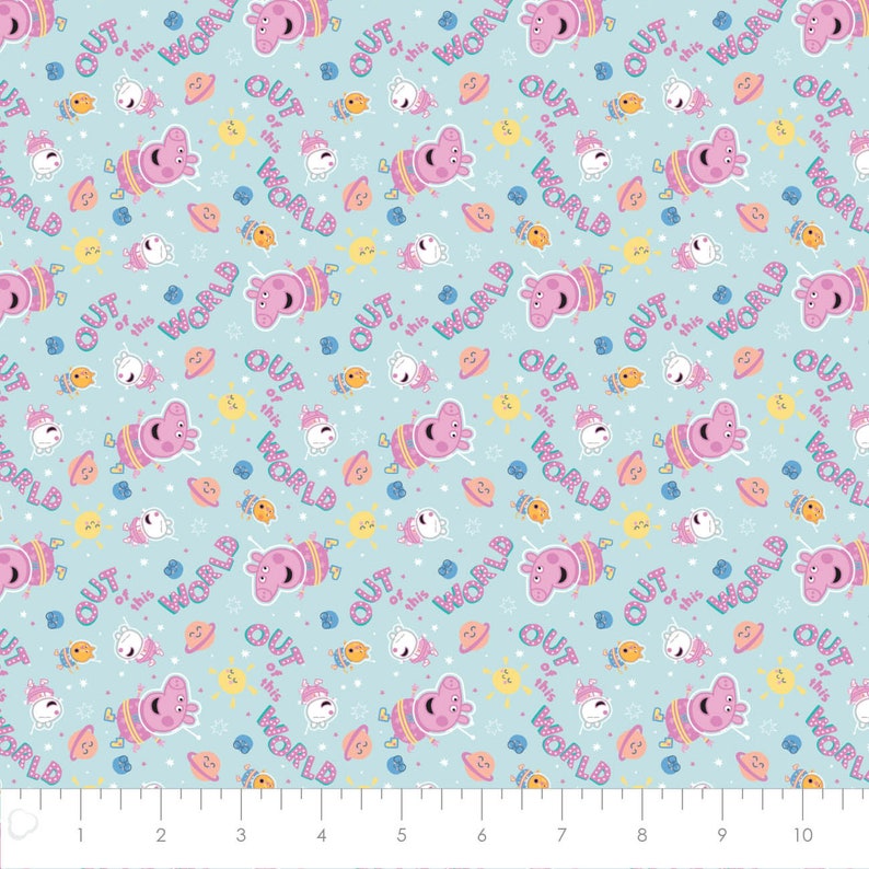 Peppa Pig Cotton Fabric by the Yard Peppa Friends in Space - Etsy