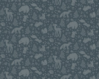 Woodland Cotton Fabric by the Yard - Little Forest The Forest Iron  - Dear Stella 2306IRON