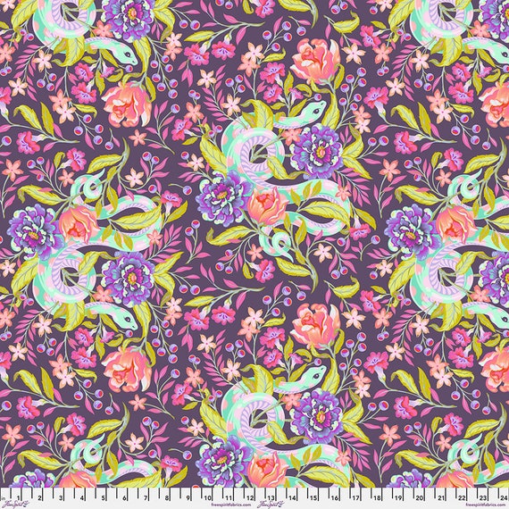 Tula Pink Cotton Fabric by the Yard - Tula Pink Moon Garden - Hissy Fit  Dusk - Free Spirit PWTP196.DUSK