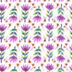 Halloween Cotton Fabric by the Yard - Halloween Monsters Magic Flowers White  - Paintbrush Studio 120-23297
