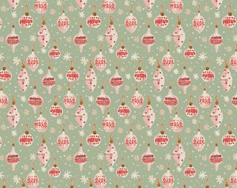 Winter Cotton Fabric by the Yard - Baby It's Cold Outside Ornaments Pea - Clara Jean for Dear Stella DCJ3152 PEA