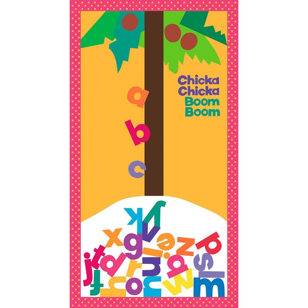 Chicka Chicka Boom Boom Cotton Fabric Panel - Chicka Chicka Boom Boom Meet You at the Top Panel 24" x 42" - Windham 53838DP-1