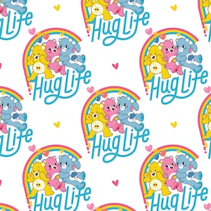 Care Bears Fabric by the Yard - Believe Hug Life White - Camelot 44010602-1