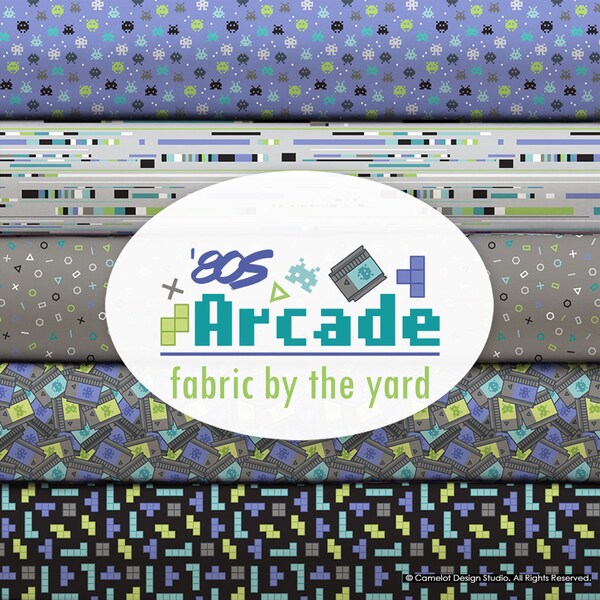 Video Game Cotton Fabric by the Yard - 80s Arcade by Angela Nickeas