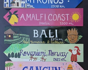 Handmade Destination Arrow Sign, Tropical Decor, Personalized Beach Arrows, Custom Party and Event Signs
