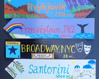 Handmade Destination Arrow Sign, Personalized Wood Art