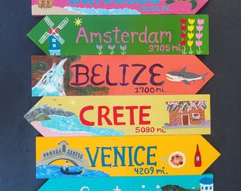 Handgefertigtes Zielpfeilschild, Tropisches Dekor, Personalisierte Strandpfeile, Benutzerdefinierte Party- und Ereignisschilder