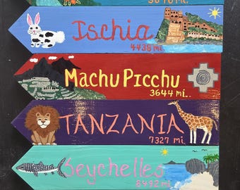 Handmade Destination Arrow Sign, Tropical Decor, Personalized Beach Arrows, Custom Party and Event Signs