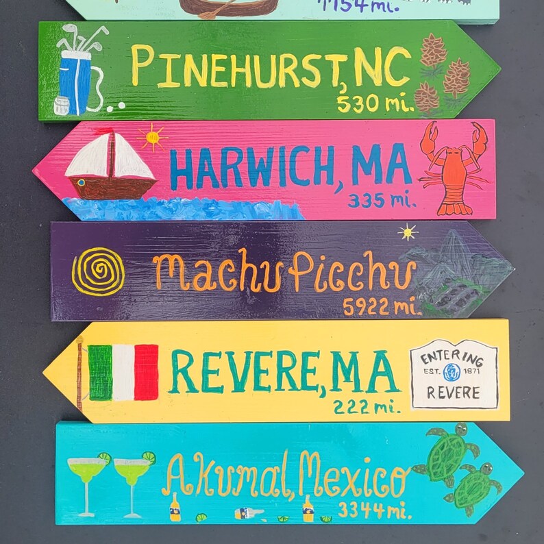 Handmade Destination Arrow Sign, Tropical Decor, Personalized Beach ...