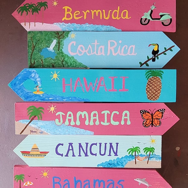 Destination Arrow Signs, Sign Post Arrows, Tropical Sign Post Arrows, Hand-Made Wooden Arrows, Personalized Arrows, Beach Arrows, Gift