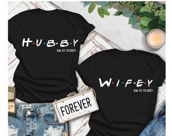 Wifey Hubby Est Shirt | Personalised Couple Matching Shirt | Honeymoon Shirts | | Husband and Wife Tee |