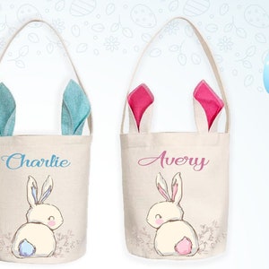 Personalised Easter basket /Customised Easter Bag/Egg Hunt bucket/Easter gift for boys and girls/ Easter hunt bag/ Easter treats basket